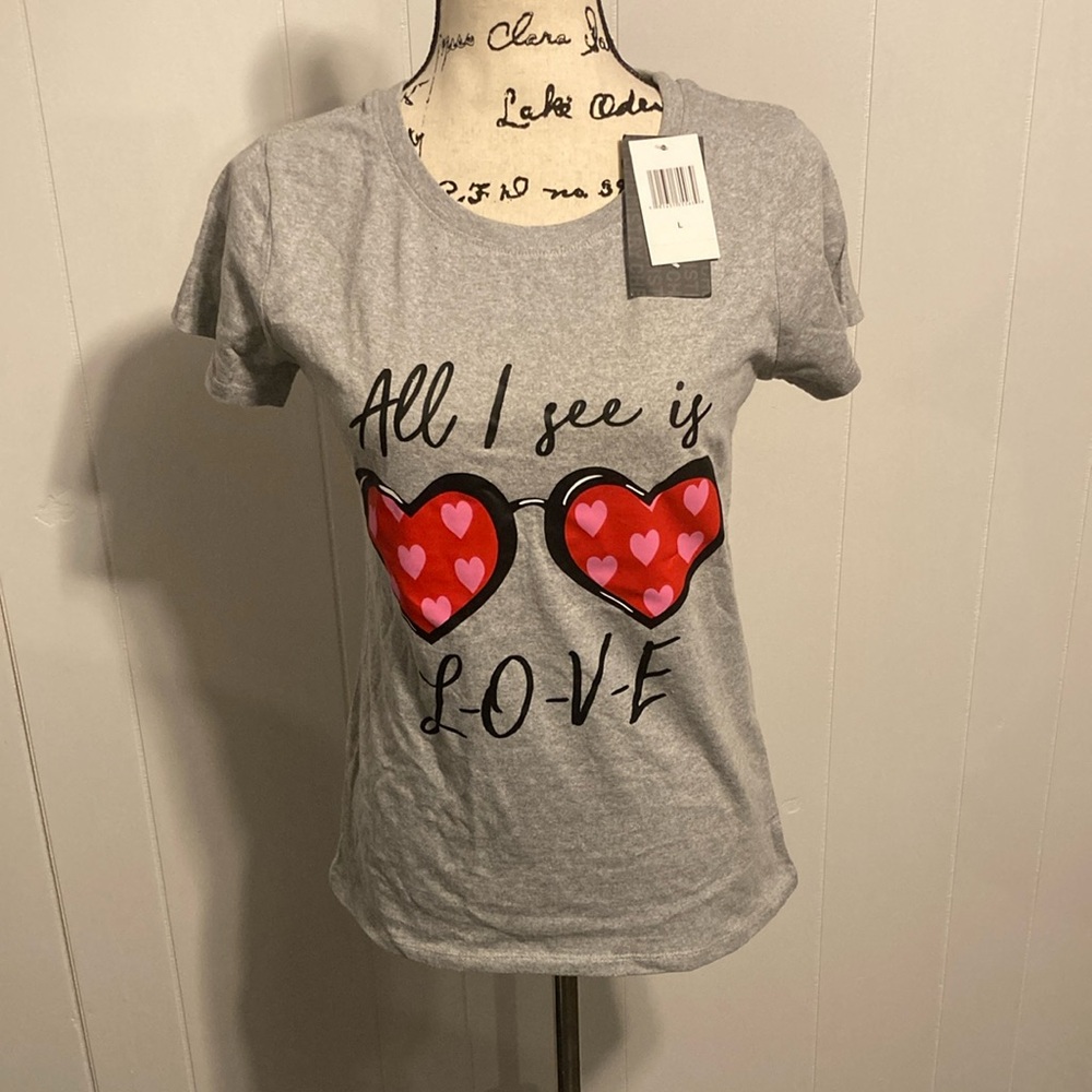 Chemistry Gray Tee with Red Heart Design